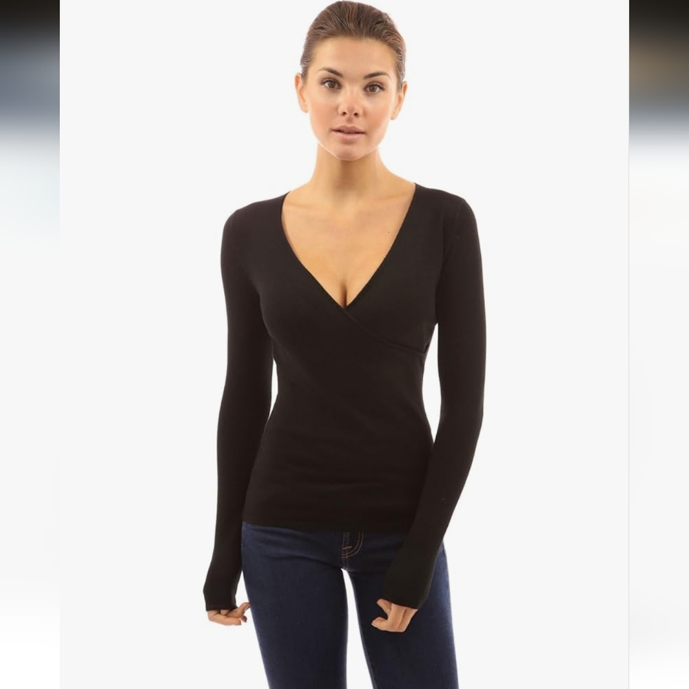 SOLD - PattyBoutik v-neck wrap sweater Sf